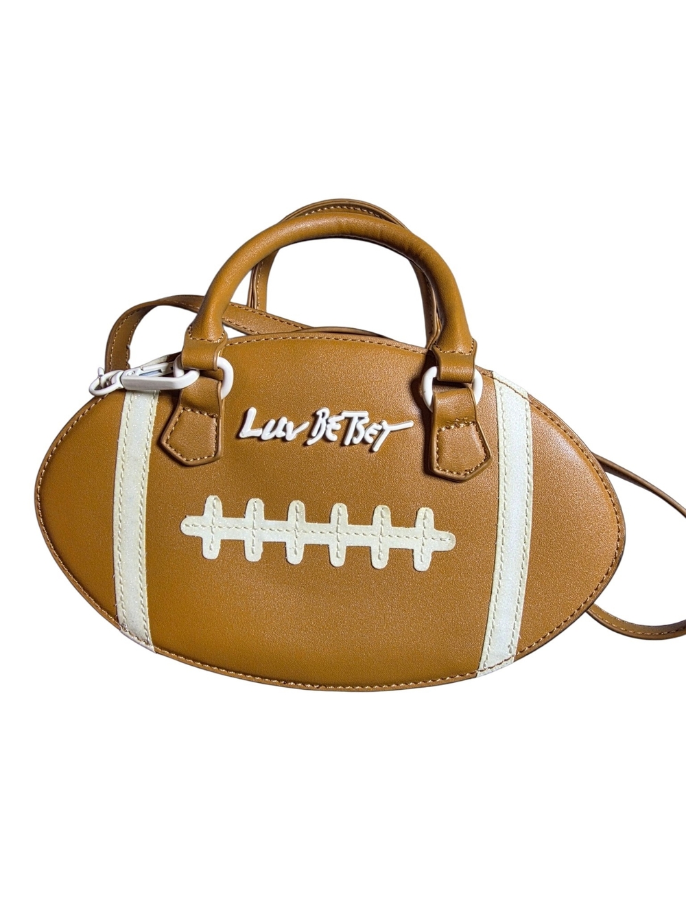 Luv Betsey by Betsey Johnson Tan Football Novelty Crossbody Bag Satchel - Picture 2 of 16